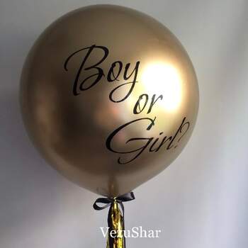 Гендерный золотой шар хром с черной надписью фото